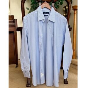 NWOT Turnbull & Asser Bespoke Robert Penske Blue Stripe Dress Shirt 16/M England